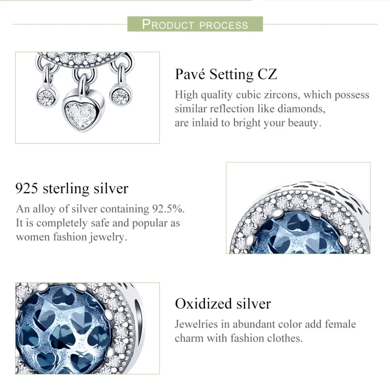 (imagem para) Charm Coração de Cristal Brilhante estilo Pandora - SCC724 - Visualizar 7