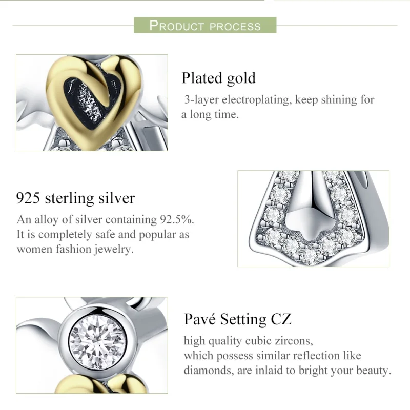 (imagem para) Charm Dois tons Anjo da guarda estilo Pandora - SCC747 - Visualizar 7
