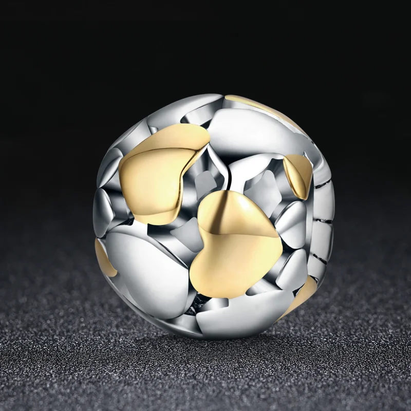 (imagem para) Charm Dois tons Meu coração é brilhante estilo Pandora - SCC537 - Visualizar 2