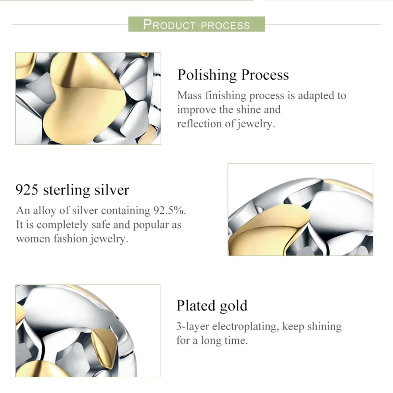 (imagem para) Charm Dois tons Meu coração é brilhante estilo Pandora - SCC537 - Visualizar 6