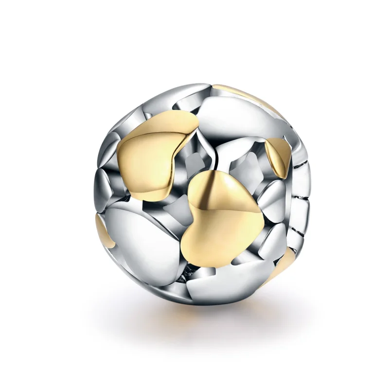 (imagem para) Charm Dois tons Meu coração é brilhante estilo Pandora - SCC537