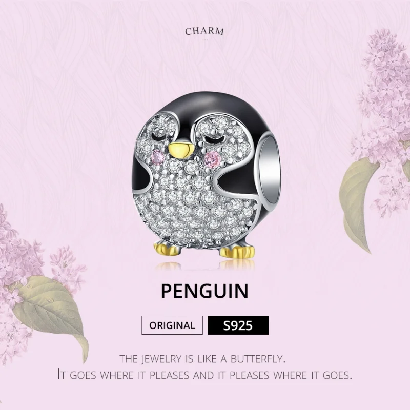(imagem para) Charm Dois tons Pinguim estilo Pandora - BSC126 - Visualizar 5