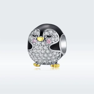 Charm Dois tons Pinguim estilo Pandora - BSC126 (imagem para) Charm Dois tons Pinguim estilo Pandora - BSC126