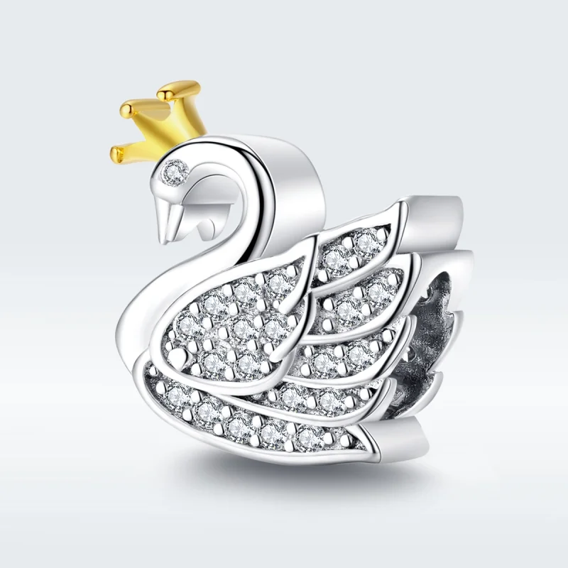 (imagem para) Charm Dois tons Princesa cisne estilo Pandora - SCC1343 - Visualizar 5