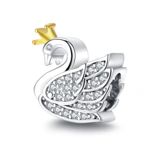 (imagem para) Charm Dois tons Princesa cisne estilo Pandora - SCC1343
