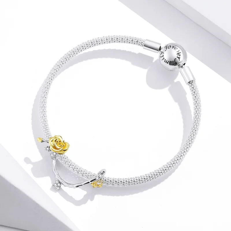 (imagem para) Charm Dois tons Rose Vines estilo Pandora - BSC322 - Visualizar 3