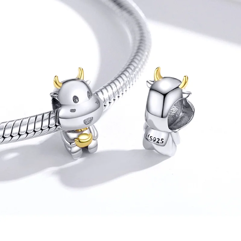 (imagem para) Charm Dois tons Vaca da sorte estilo Pandora - SCC1709 - Visualizar 4