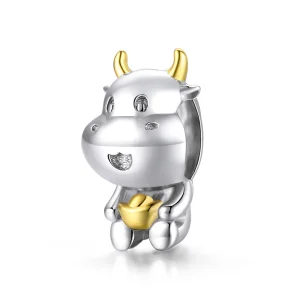(imagem para) Charm Dois tons Vaca da sorte estilo Pandora - SCC1709