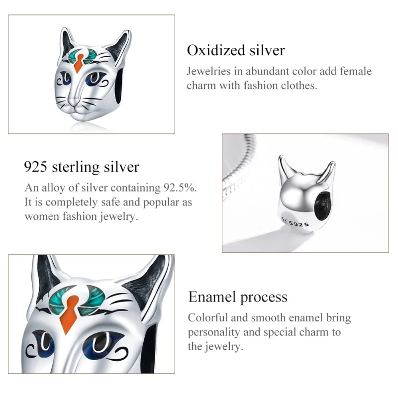 (imagem para) Charm Egito - Deus Gato Besti estilo Pandora - SCC1859 - Visualizar 8