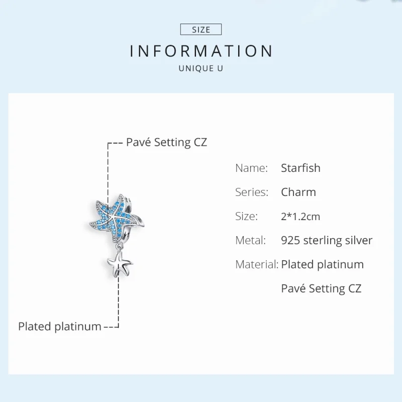 (imagem para) Charm Estrela-do-mar Oceânica estilo Pandora - BSC252 - Visualizar 6