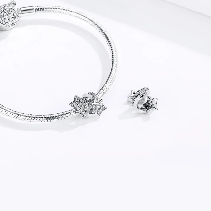 (imagem para) Charm Estrelas datadas umas das outras estilo Pandora - SCC1244 - Visualizar 6
