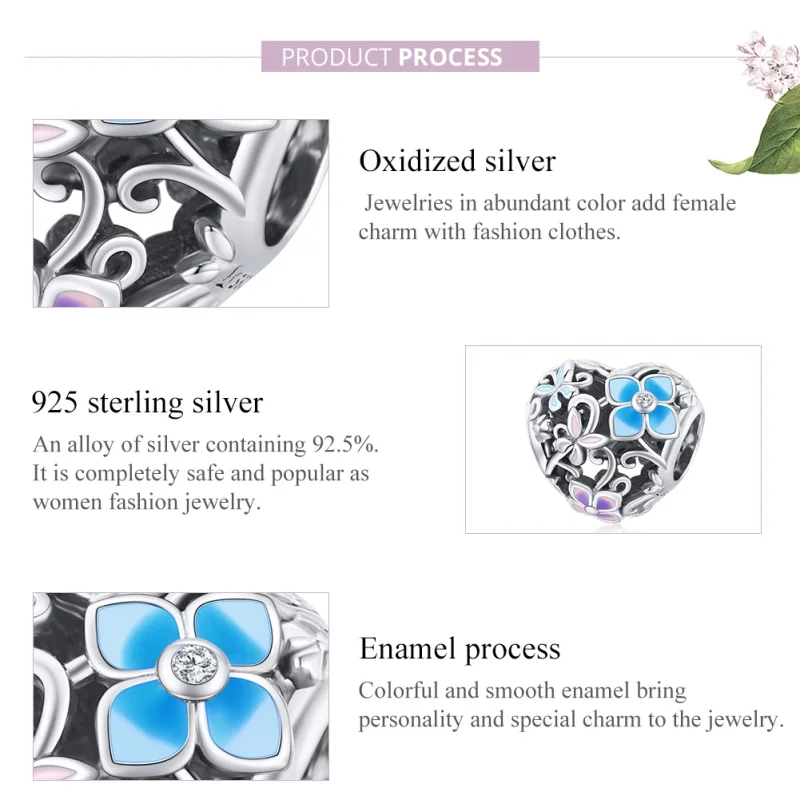 (imagem para) Charm Flores e borboletas estilo Pandora - SCC1836 - Visualizar 6