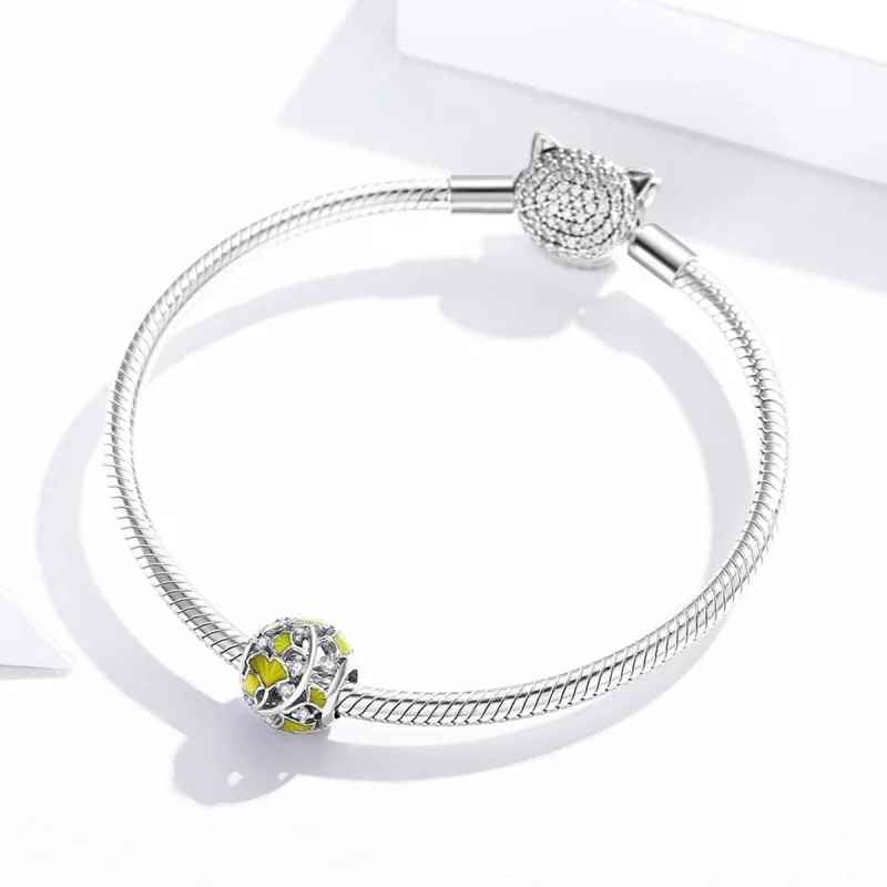 (imagem para) Charm Folhas Elegantes de Ginkgo estilo Pandora - BSC334 - Visualizar 3