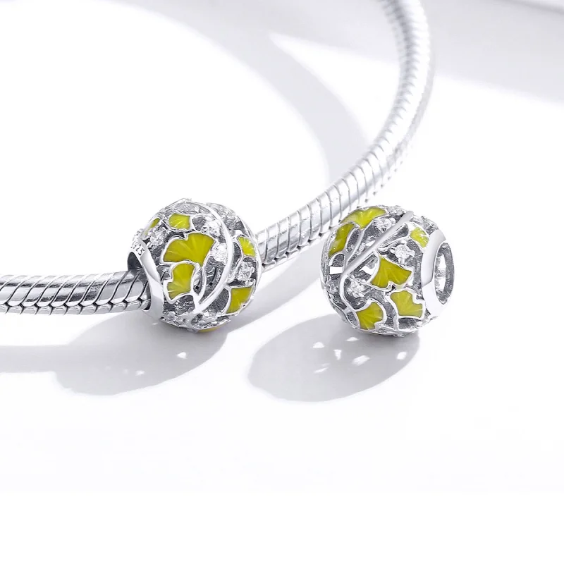(imagem para) Charm Folhas Elegantes de Ginkgo estilo Pandora - BSC334 - Visualizar 4