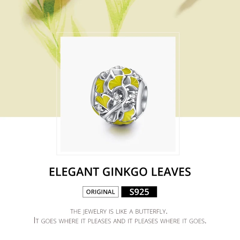 (imagem para) Charm Folhas Elegantes de Ginkgo estilo Pandora - BSC334 - Visualizar 6