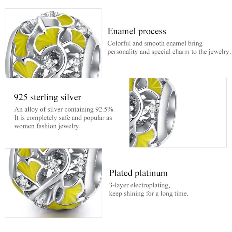 (imagem para) Charm Folhas Elegantes de Ginkgo estilo Pandora - BSC334 - Visualizar 7