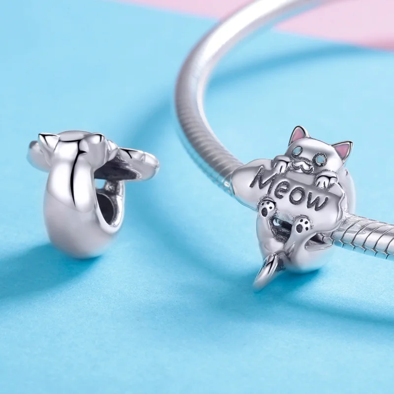 (imagem para) Charm Frasco de perfume de gato travesso estilo Pandora - SCC874 - Visualizar 4