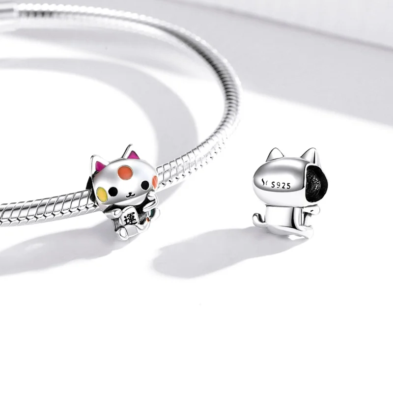 (imagem para) Charm Gato Auspicioso que Agarra Dinheiro estilo Pandora - SCC1855 - Visualizar 4