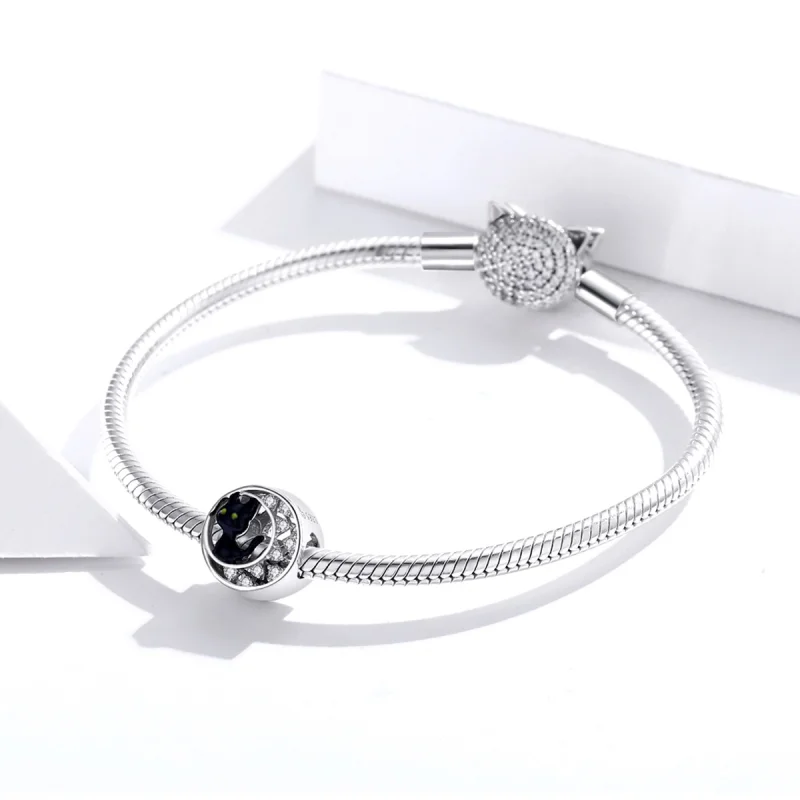 (imagem para) Charm Halloween Gato Preto estilo Pandora - BSC325 - Visualizar 3