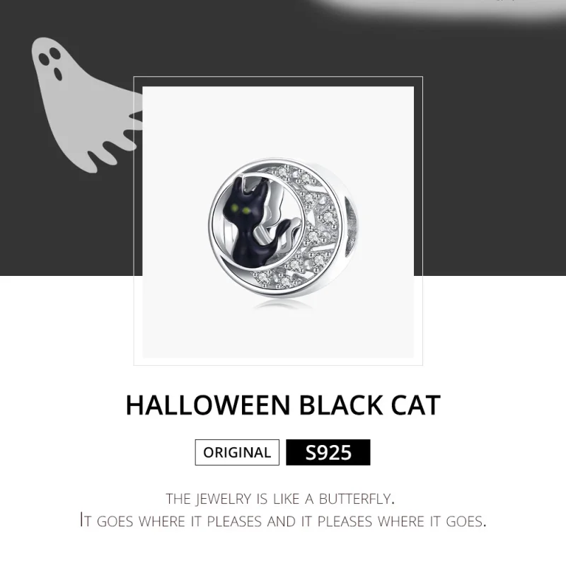 (imagem para) Charm Halloween Gato Preto estilo Pandora - BSC325 - Visualizar 6