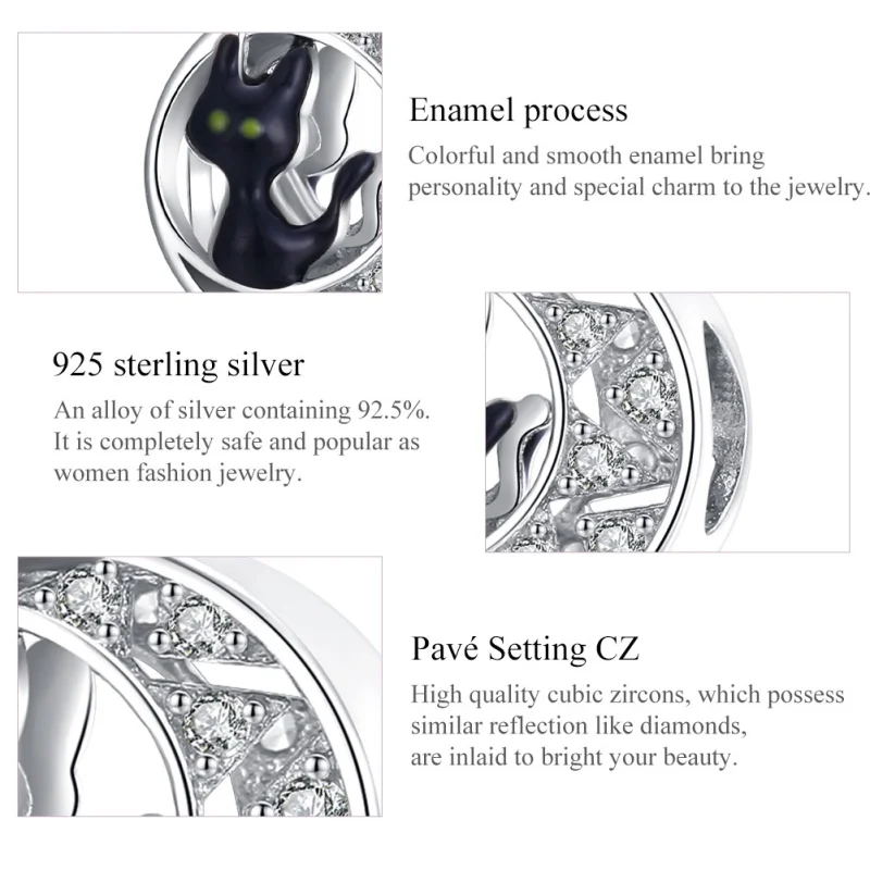 (imagem para) Charm Halloween Gato Preto estilo Pandora - BSC325 - Visualizar 7