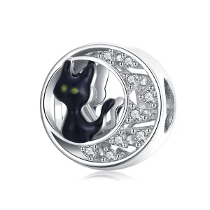 (imagem para) Charm Halloween Gato Preto estilo Pandora - BSC325