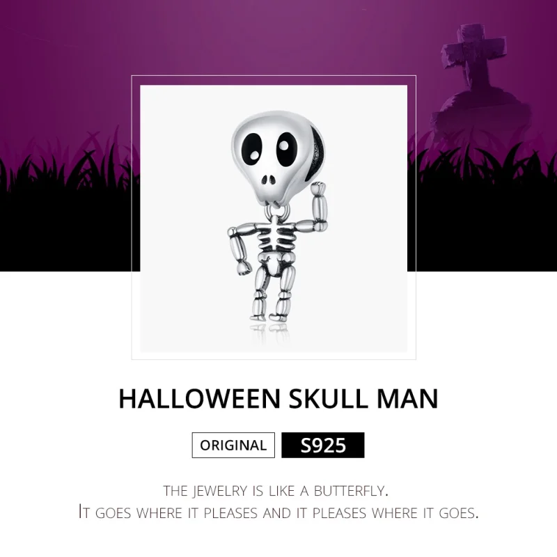 (imagem para) Charm Homem caveira de halloween estilo Pandora - SCC1617 - Visualizar 6