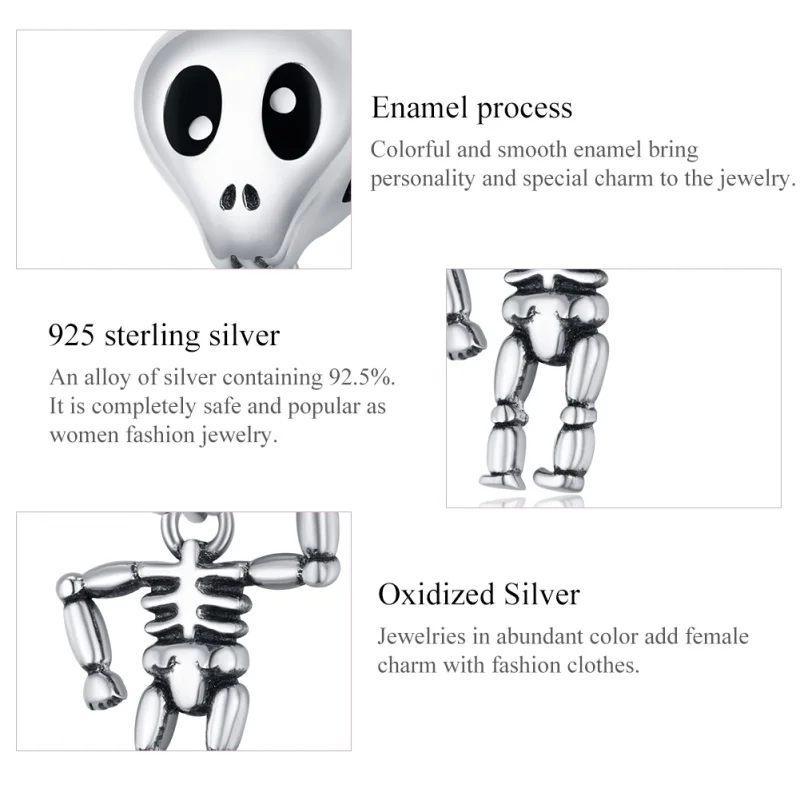 (imagem para) Charm Homem caveira de halloween estilo Pandora - SCC1617 - Visualizar 7