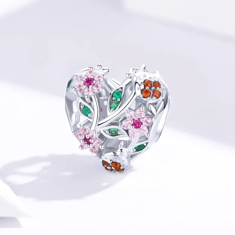 (imagem para) Charm Joaninha e flores estilo Pandora - BSC117 - Visualizar 2