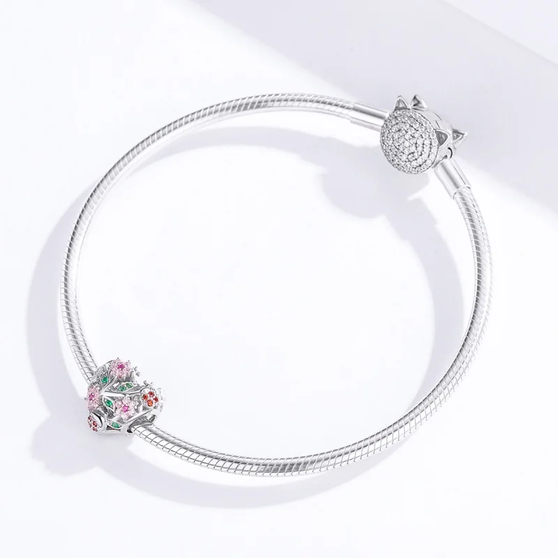 (imagem para) Charm Joaninha e flores estilo Pandora - BSC117 - Visualizar 4