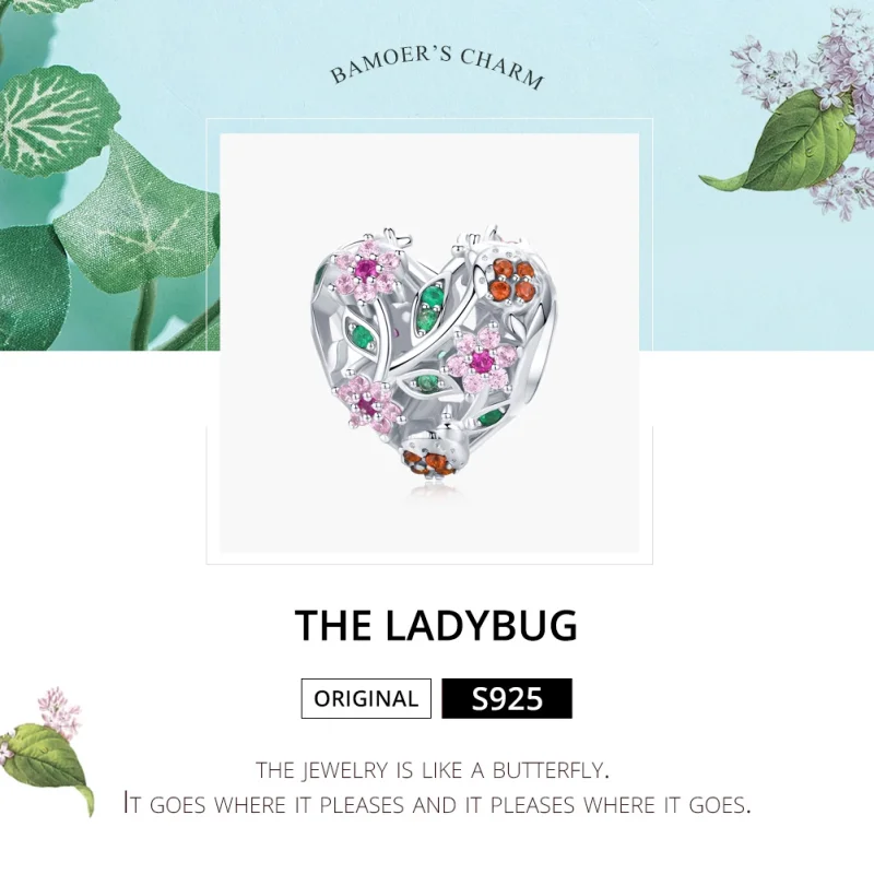 (imagem para) Charm Joaninha e flores estilo Pandora - BSC117 - Visualizar 5
