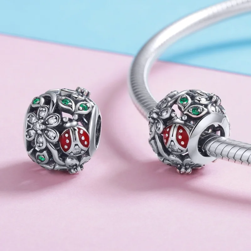 (imagem para) Charm Joaninhas e flores estilo Pandora - SCC926 - Visualizar 4