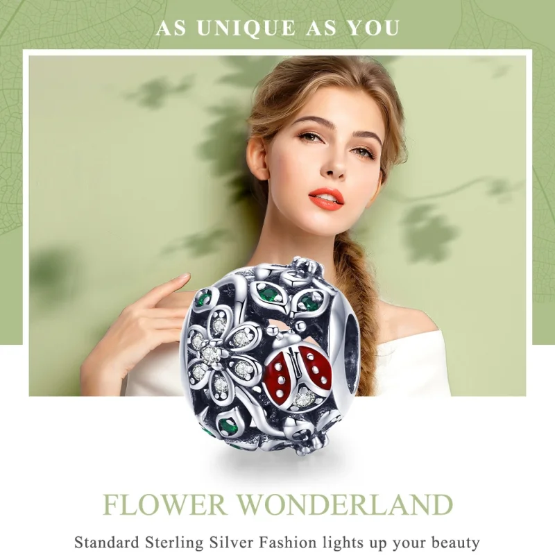 (imagem para) Charm Joaninhas e flores estilo Pandora - SCC926 - Visualizar 6