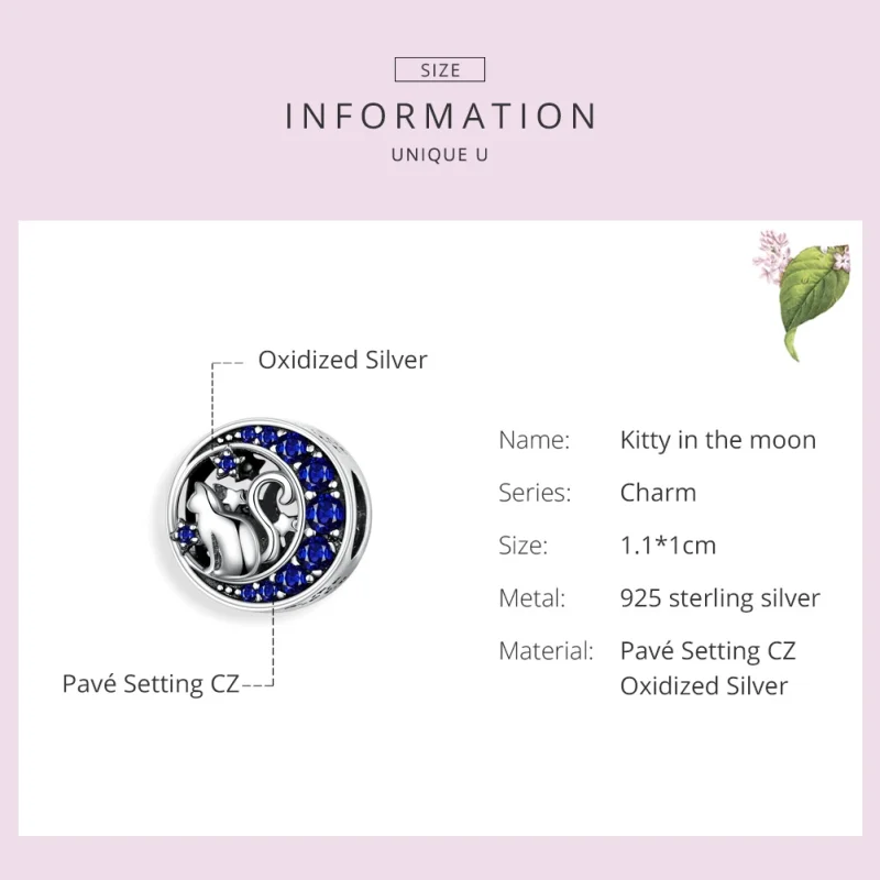 (imagem para) Charm Kitty In The Moon estilo Pandora - SCC1204 - Visualizar 3