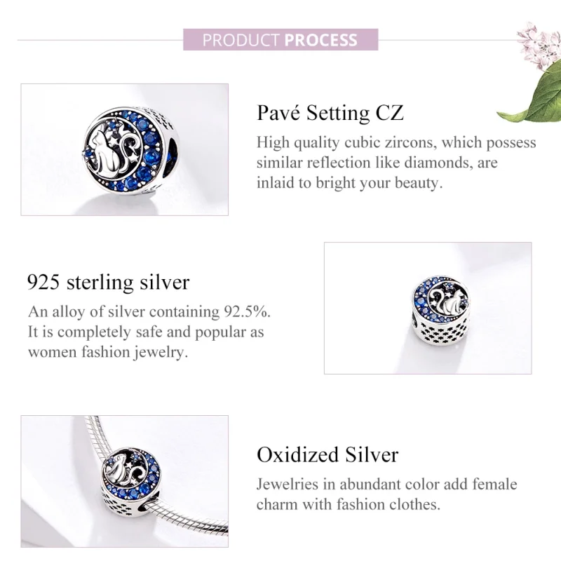(imagem para) Charm Kitty In The Moon estilo Pandora - SCC1204 - Visualizar 4