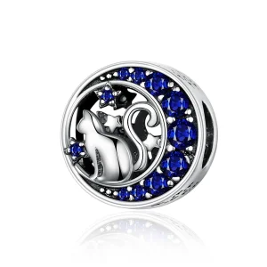 (imagem para) Charm Kitty In The Moon estilo Pandora - SCC1204