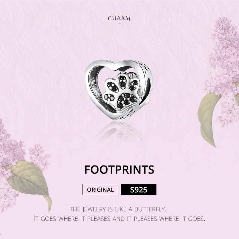(imagem para) Charm Marca de pata de animais de estimação estilo Pandora - SCC1191-BK - Visualizar 4