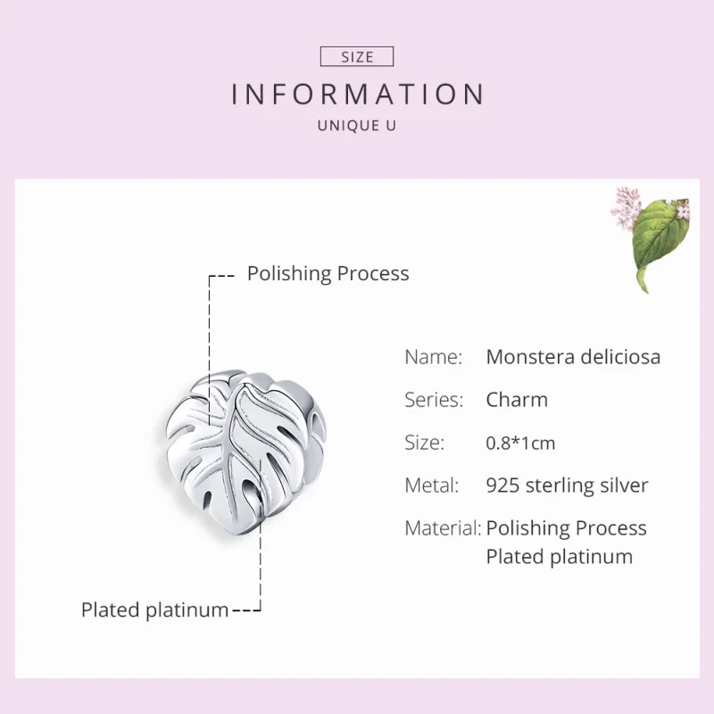 (imagem para) Charm Monstera Deliciosa estilo Pandora - BSC141 - Visualizar 7
