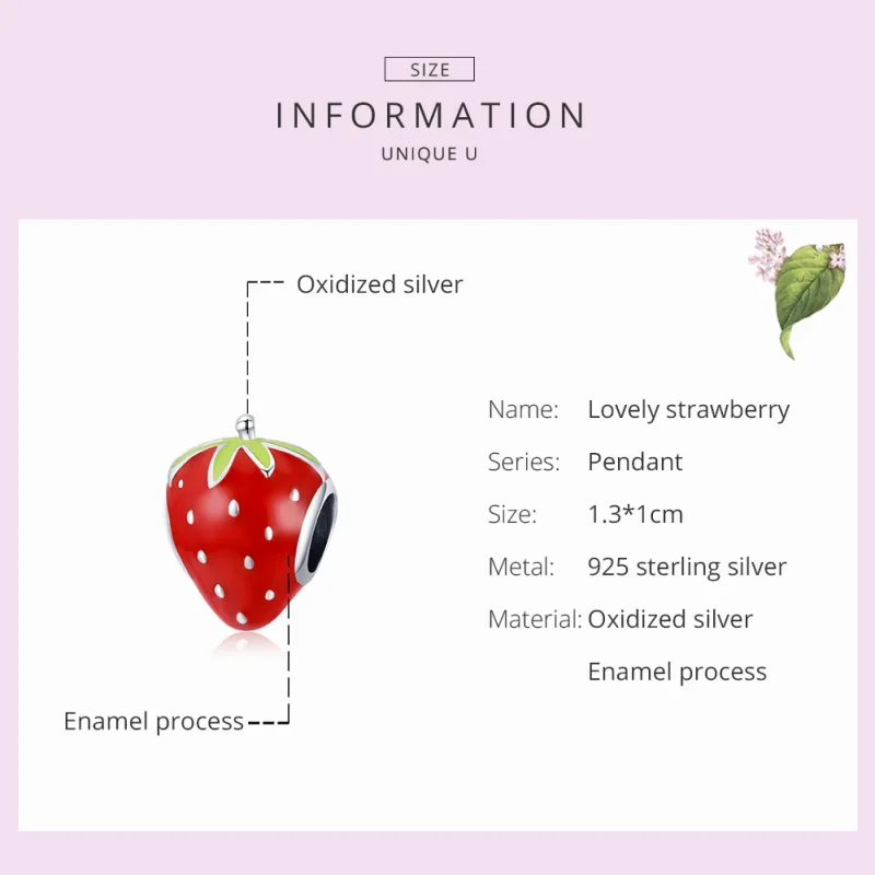 (imagem para) Charm Morango adorável estilo Pandora - SCC1839 - Visualizar 7