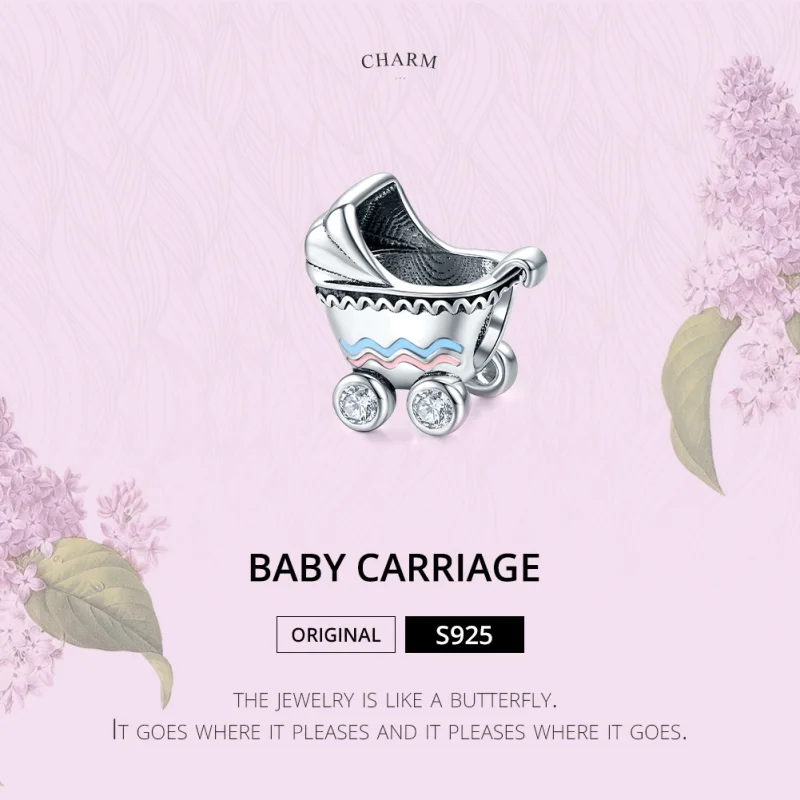 (imagem para) Charm Novo carrinho de bebê estilo Pandora - SCC1539 - Visualizar 6