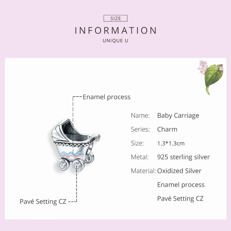 (imagem para) Charm Novo carrinho de bebê estilo Pandora - SCC1539 - Visualizar 7