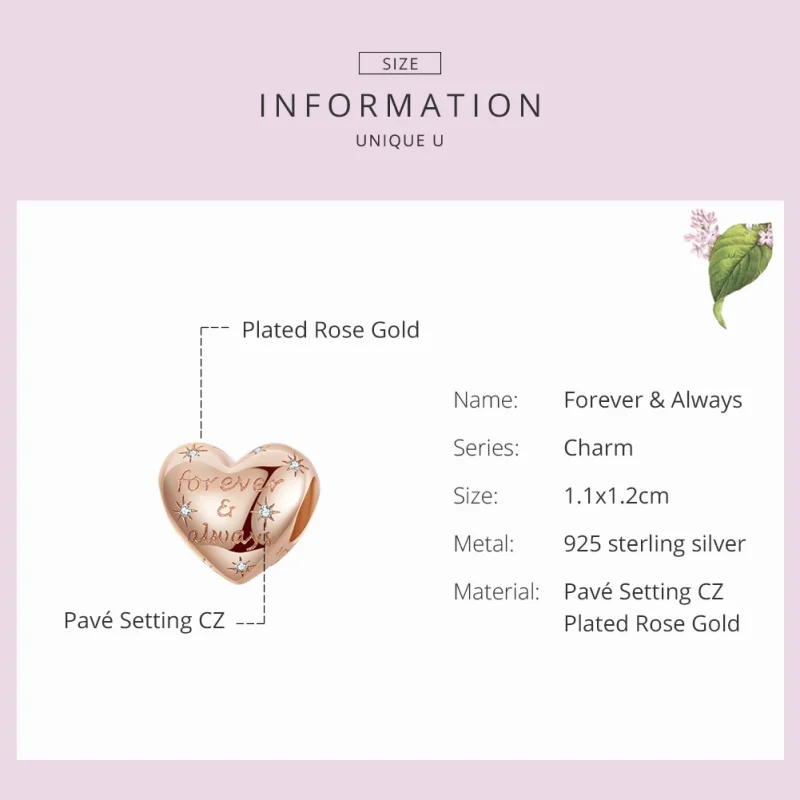 (imagem para) Charm Para todo o sempre estilo Pandora Rosa - SCC1223 - Visualizar 3