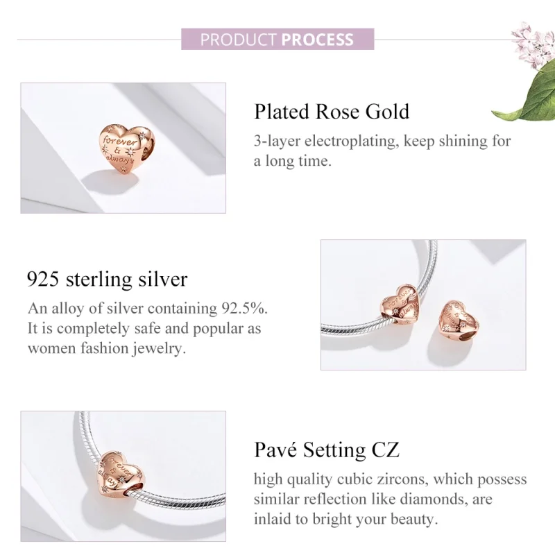 (imagem para) Charm Para todo o sempre estilo Pandora Rosa - SCC1223 - Visualizar 4