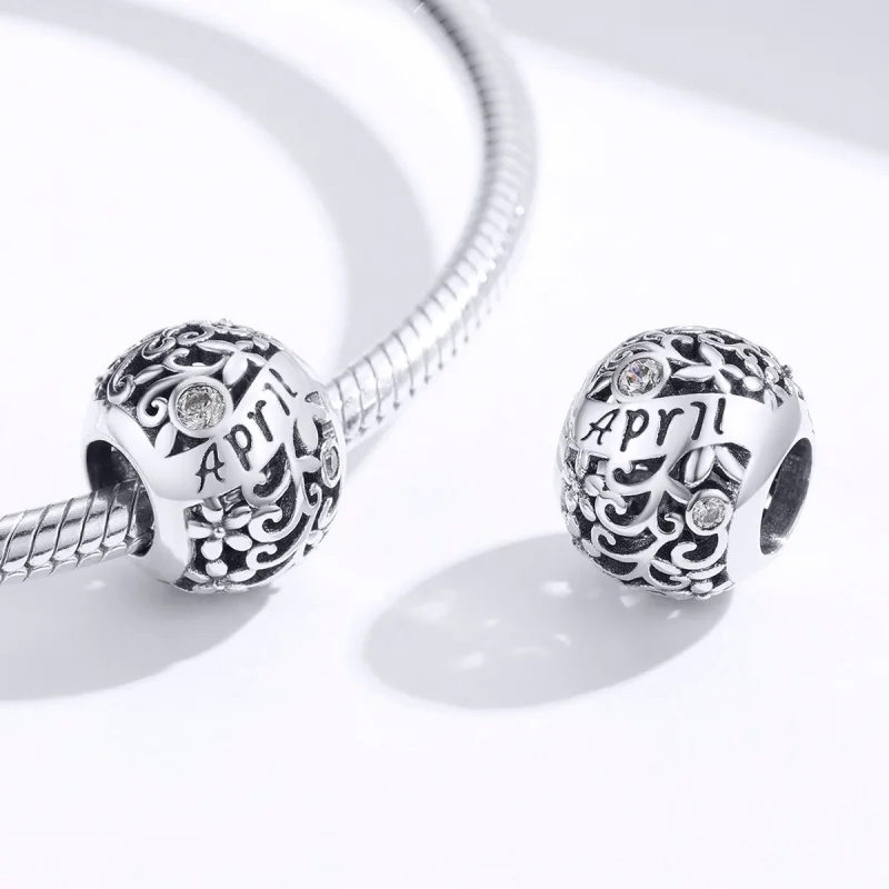 (imagem para) Charm Pedra de nascimento de abril estilo Pandora - SCC1385-4 - Visualizar 3