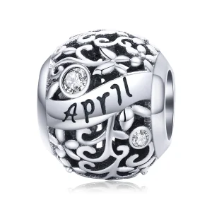 (imagem para) Charm Pedra de nascimento de abril estilo Pandora - SCC1385-4