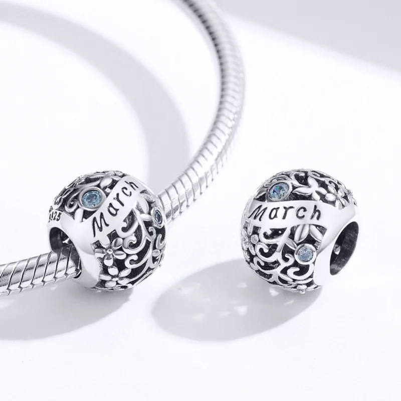 (imagem para) Charm Pedra de nascimento de março estilo Pandora - SCC1385-3 - Visualizar 3