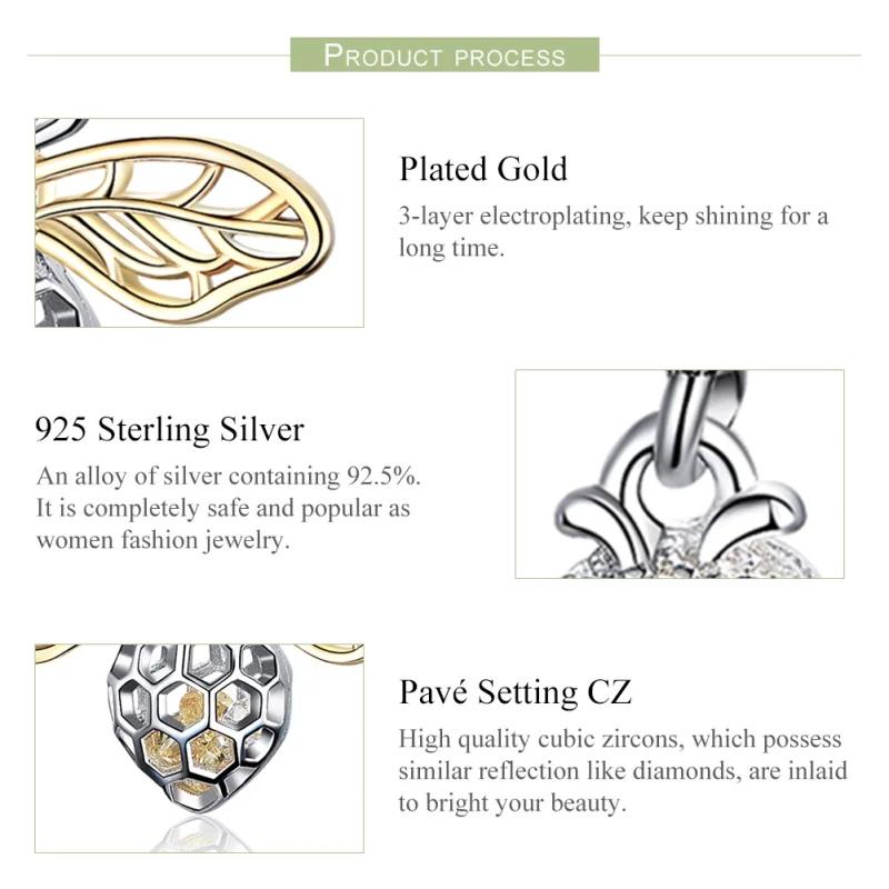 (imagem para) Charm Pendente Abelha de movimento estilo Pandora - SCC1125 - Visualizar 2