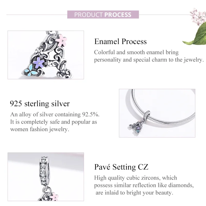 (imagem para) Charm Pendente Flor, Letra A estilo Pandora - SCC1273 - Visualizar 2