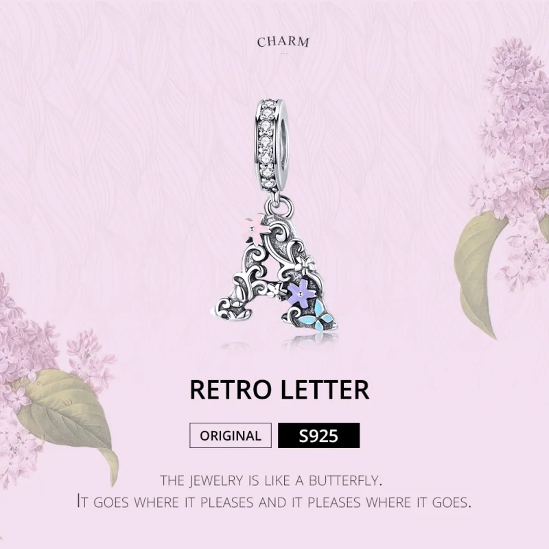 (imagem para) Charm Pendente Flor, Letra A estilo Pandora - SCC1273 - Visualizar 3