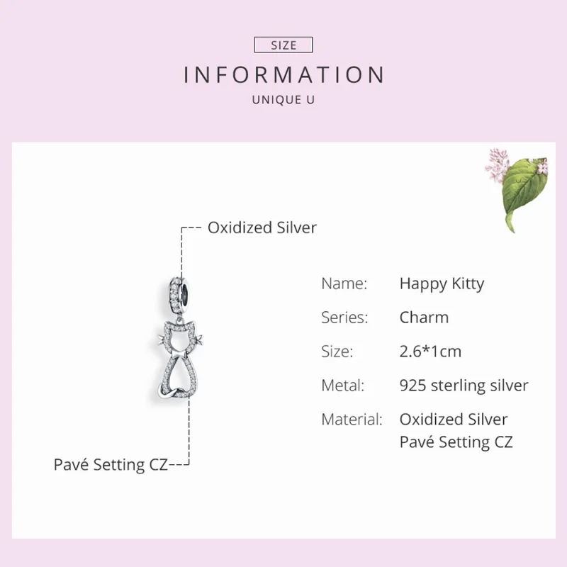 (imagem para) Charm Pendente Gato adorável estilo Pandora - SCC1162 - Visualizar 4